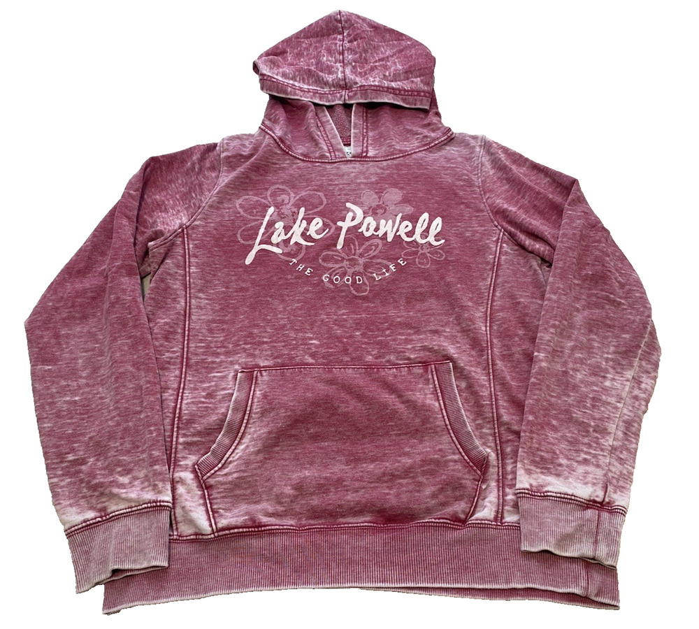 Emi Womens Lake Powell Pink Burnout Hoodie Sweatshirt Arizona Trip Athleisure